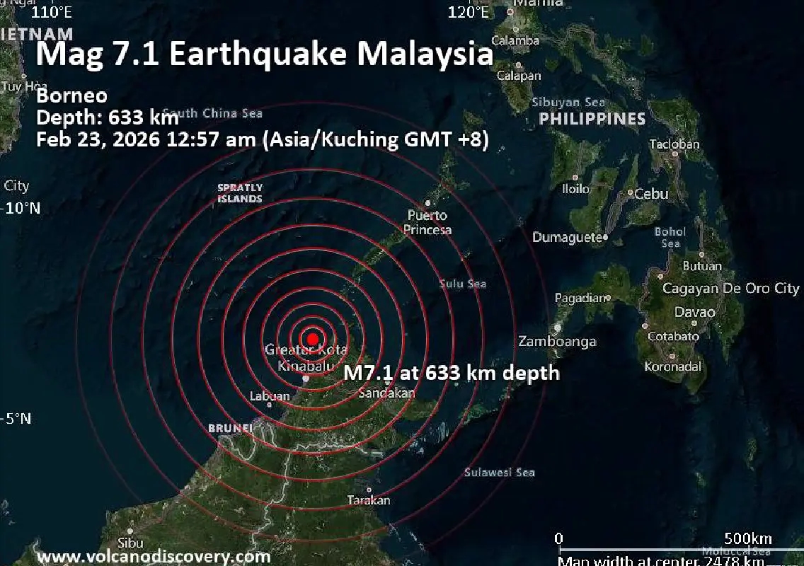 7.1 magnitude earthquake strikes off Sabah coast - News Karnataka