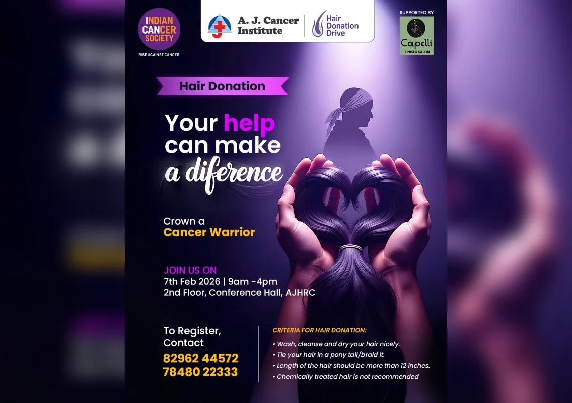 AJ Cancer Institute to hold hair donation camp for cancer patients - News Karnataka