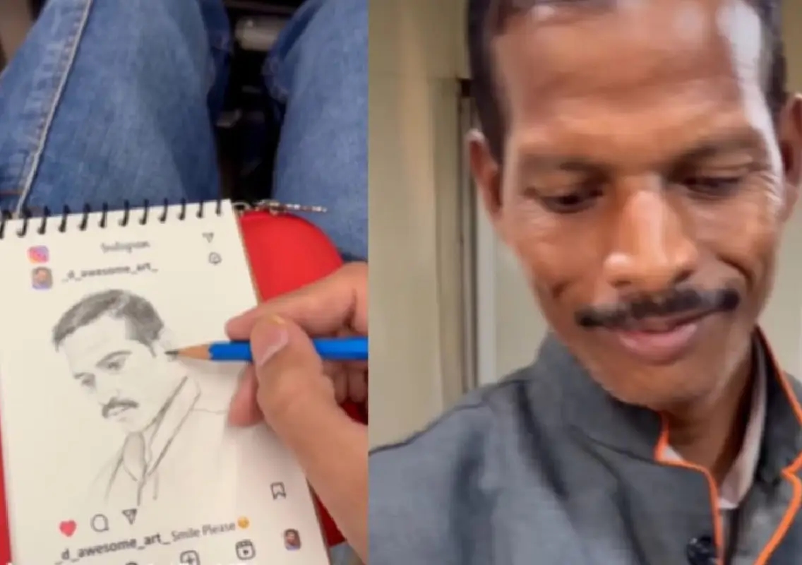 Artist’s sketch for train staff melts hearts online - News Karnataka