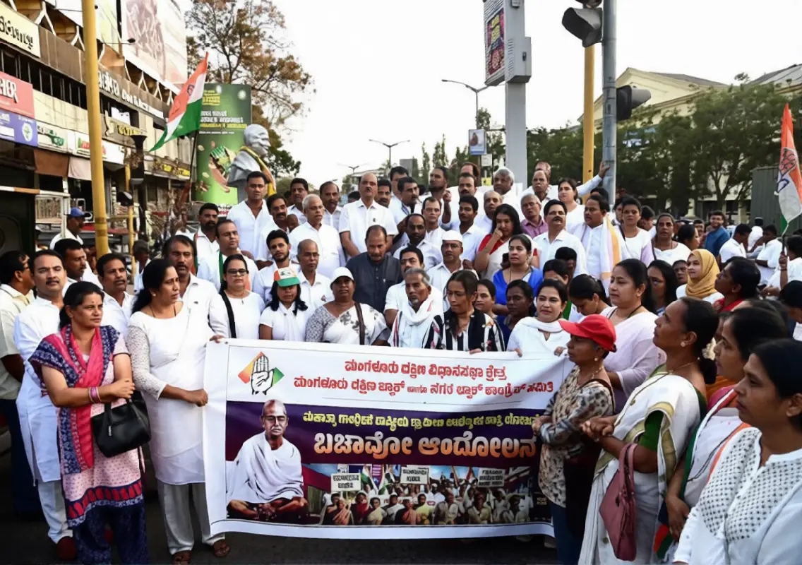 Congress holds MGNREGA padayatra in Mangaluru against new scheme - News Karnataka