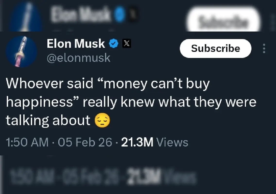 Elon Musk’s post on money and happiness sparks debate online - News Karnataka