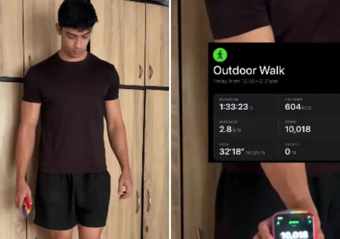 Man completes 10,000 steps on a wooden stool, internet asks ‘why?’ - News Karnataka
