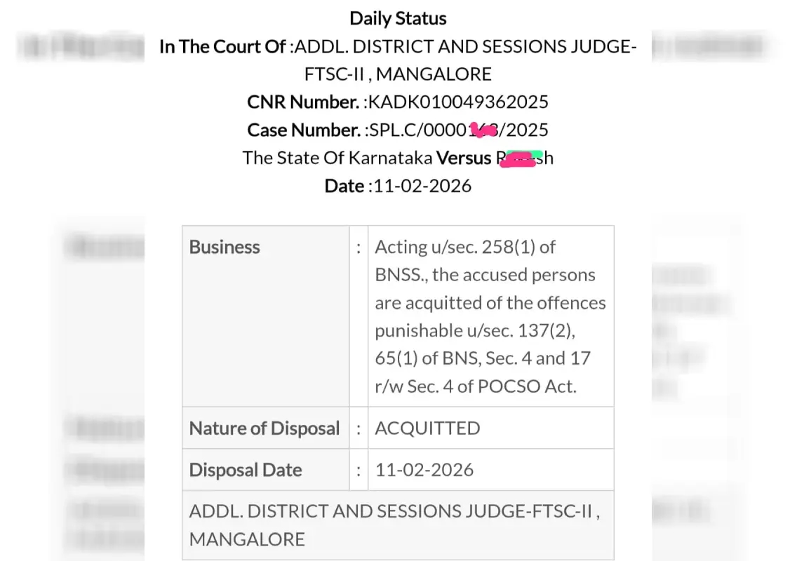 Mangaluru POCSO court acquits two in minor assault case - News Karnataka