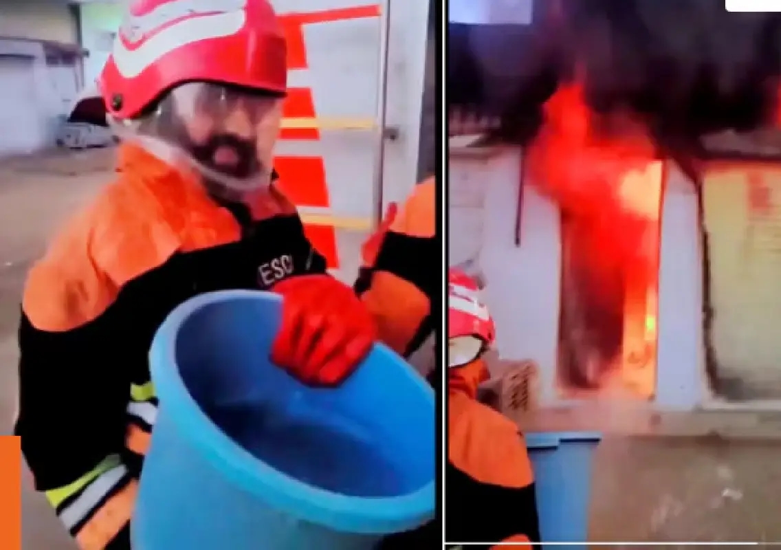 Pakistani firefighters using buckets to douse fire spark outrage online - News Karnataka