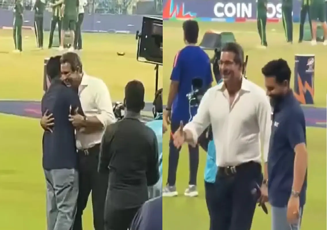 Rohit Sharma, Wasim Akram share warm moment before India–Pak clash: WATCH - News Karnataka