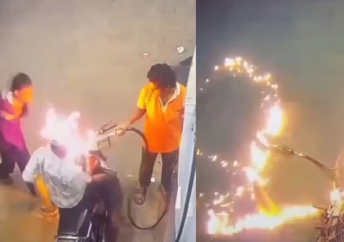 Two held for setting bike on fire at petrol pump - News Karnataka