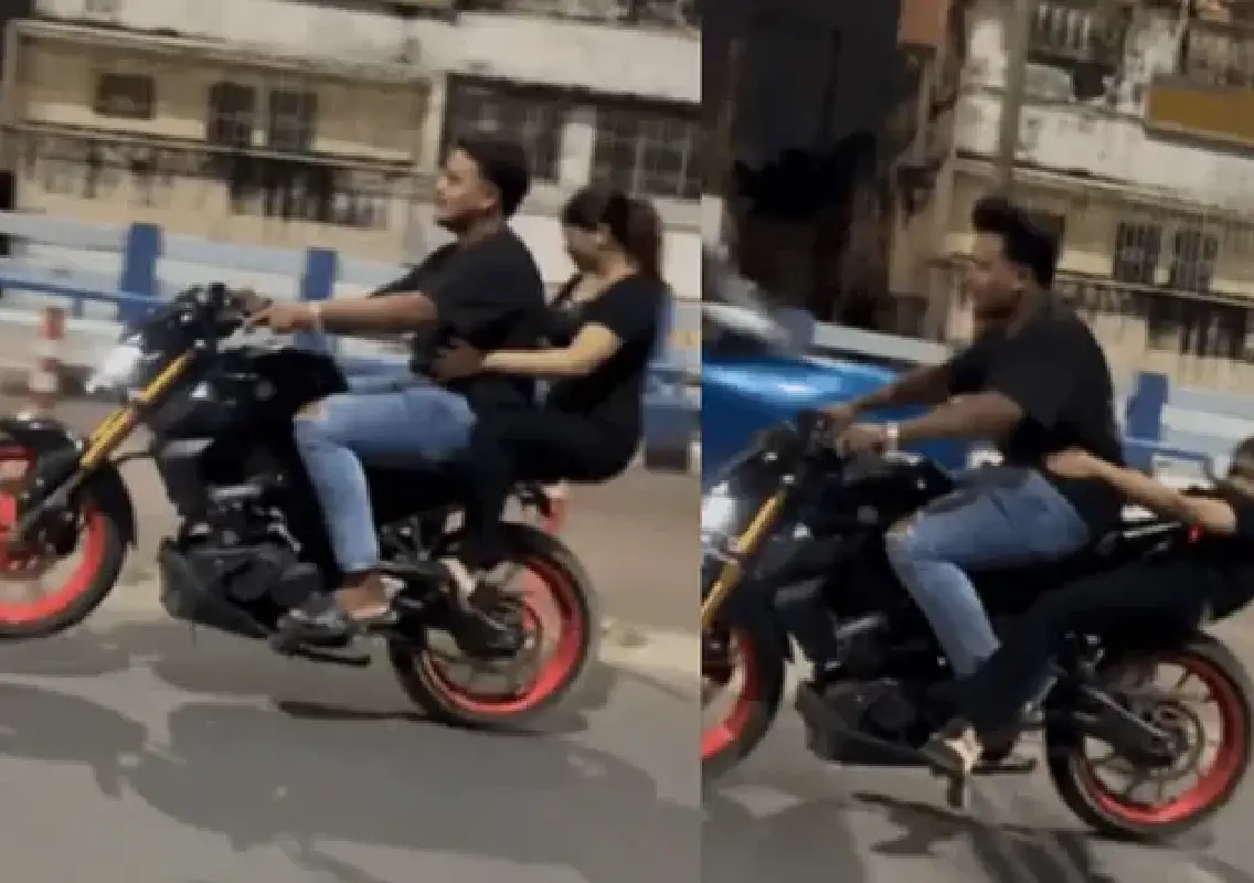 Wheelie stunt turns nightmare as woman gets trapped - News Karnataka