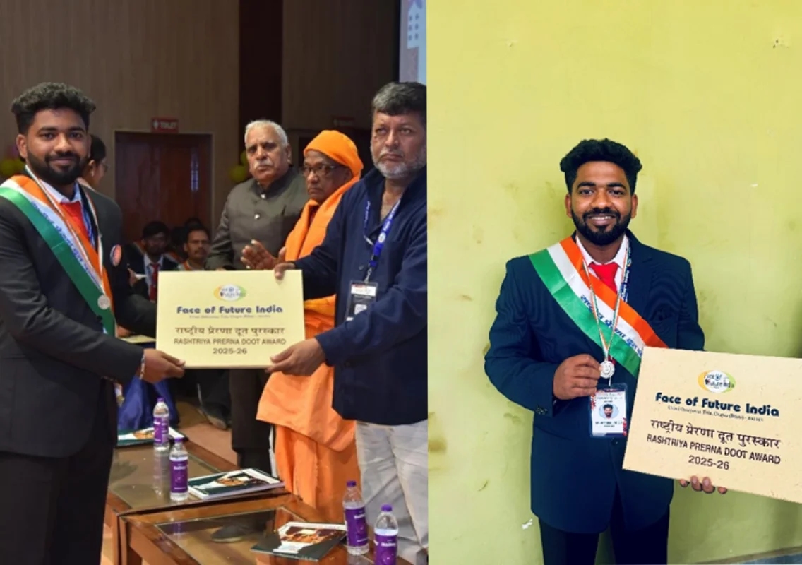 YIASCM student receives Rashtriya Prerana Doot Award at national youth summit - News Karnataka