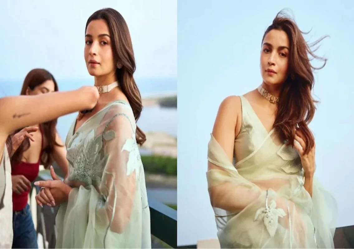 Alia Bhatt stuns in green saree in Chennai - News Karnataka