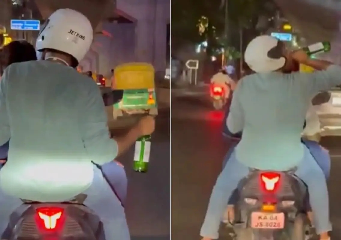 Bike stunt with alcohol on BTM road sparks outrage - News Karnataka