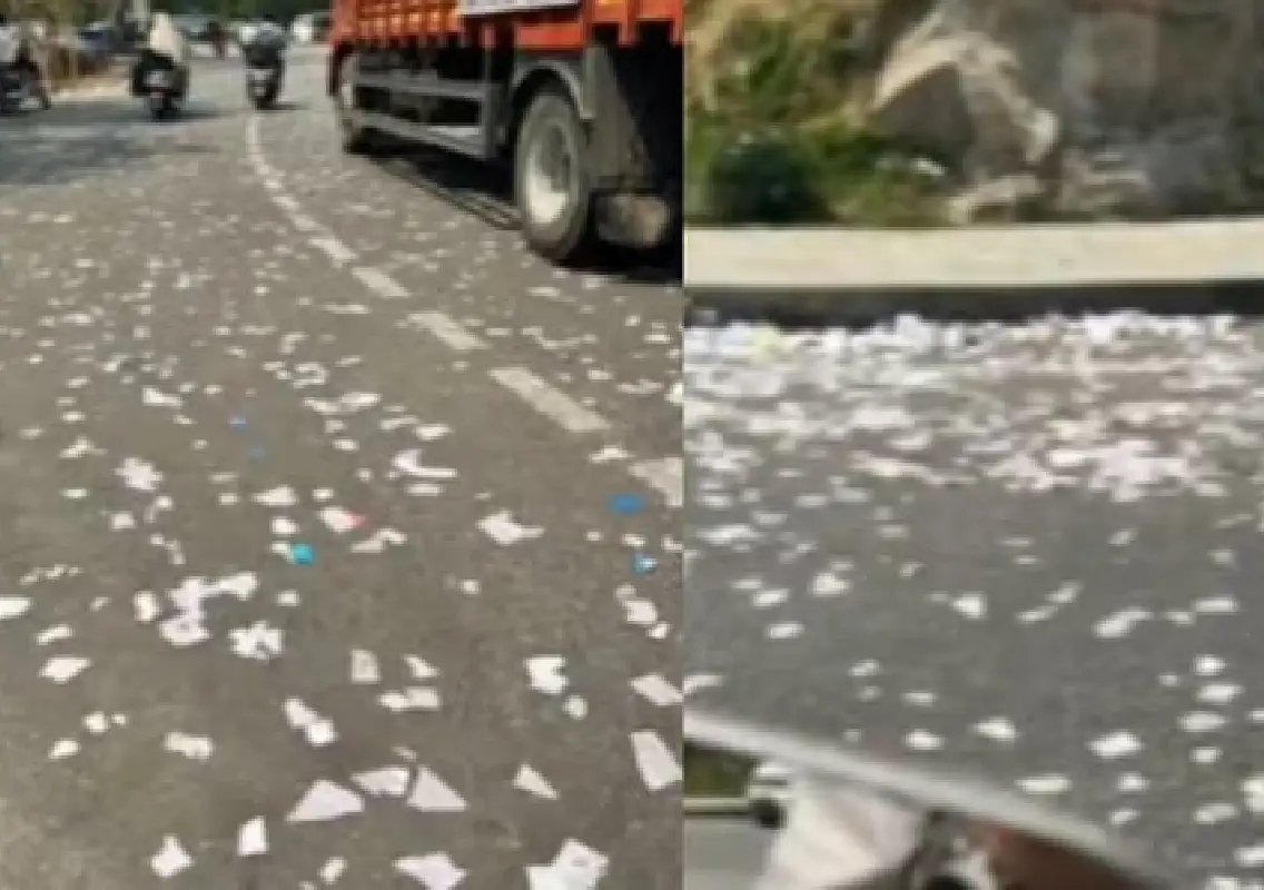 Biker confronts students over littering from school bus - News Karnataka