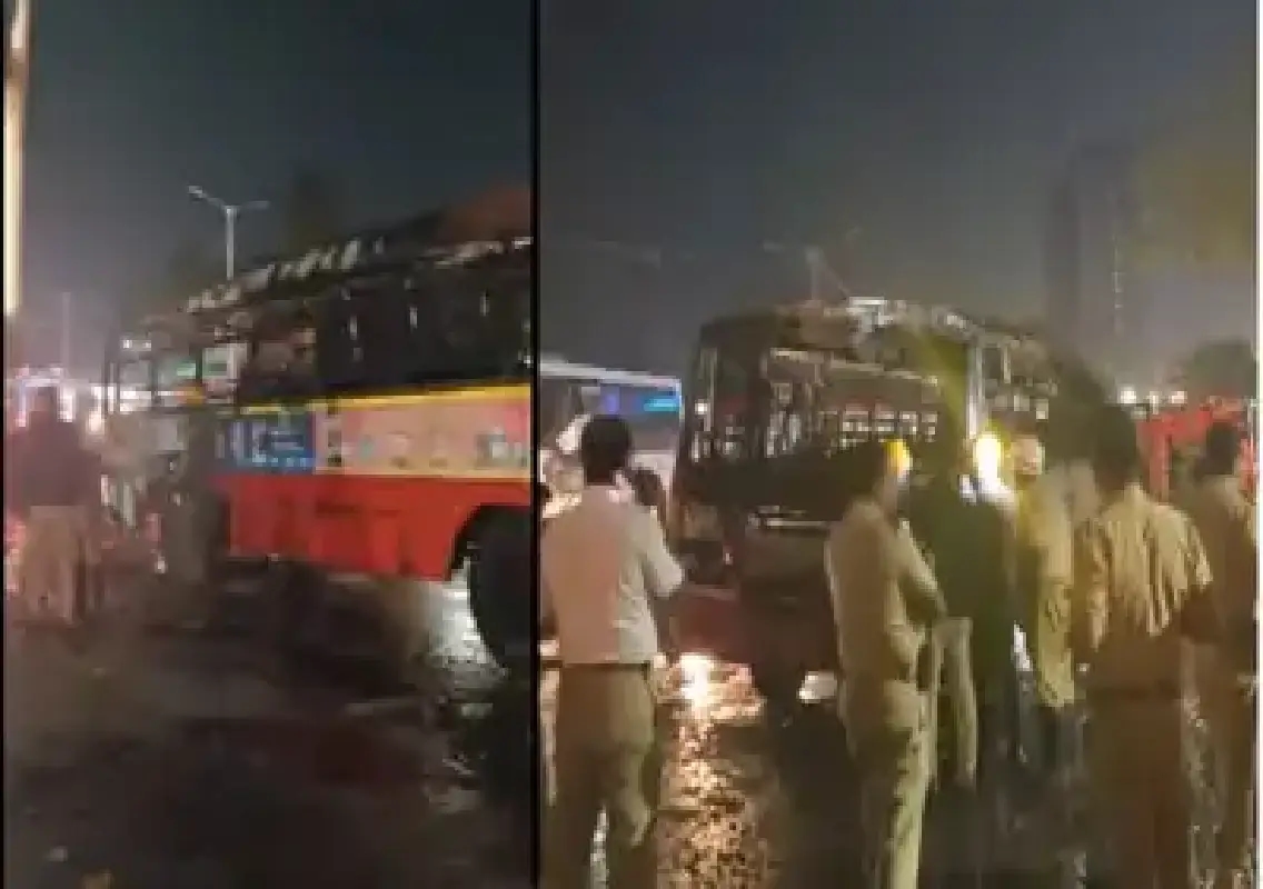 KSRTC bus catches fire near Lulu Mall, no casualties: WATCH - News Karnataka