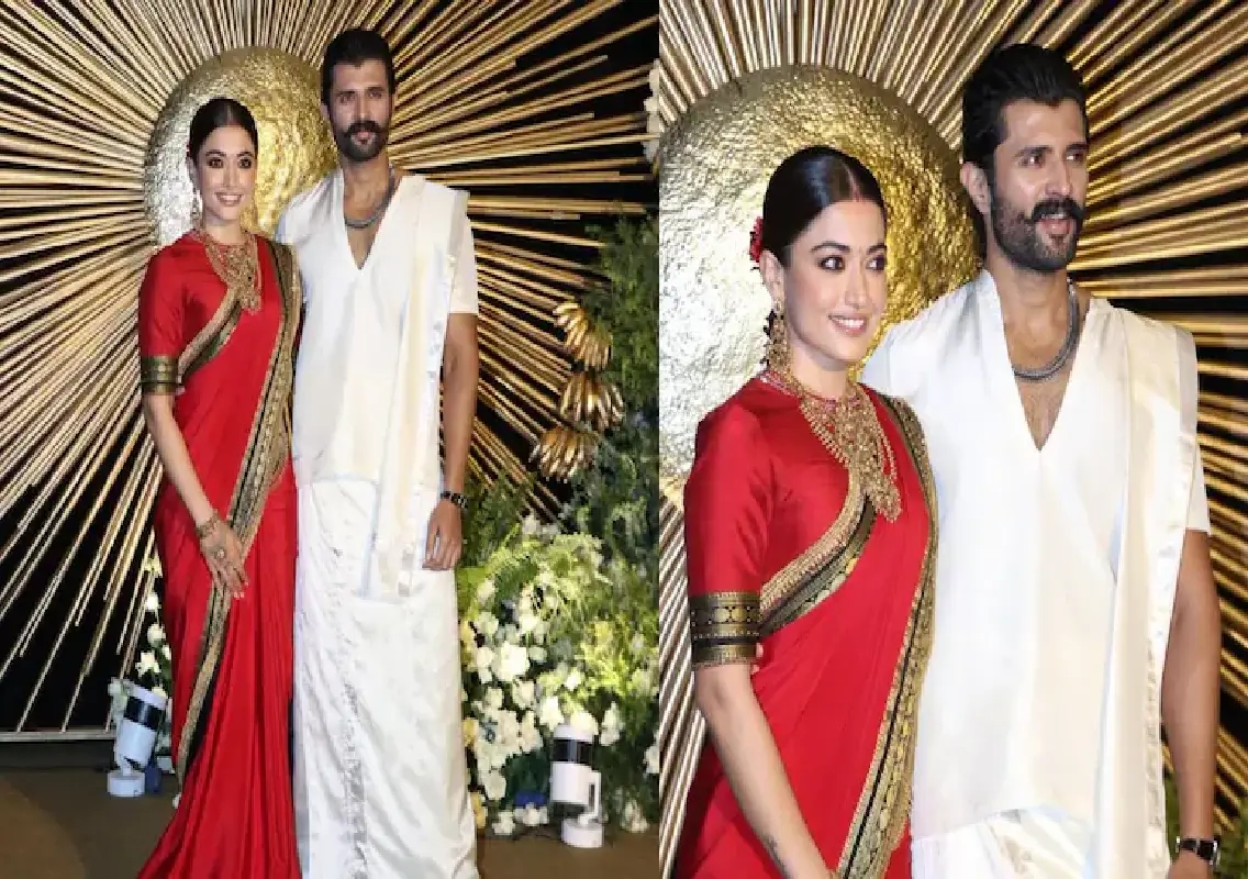 Rashmika, Vijay dazzle in traditional looks at reception: WATCH - News Karnataka