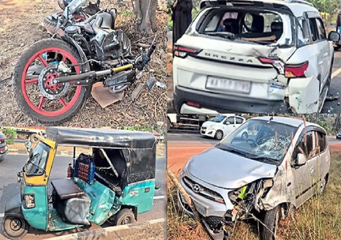 Three injured, four vehicles damaged in two accidents on NH-66 - News Karnataka