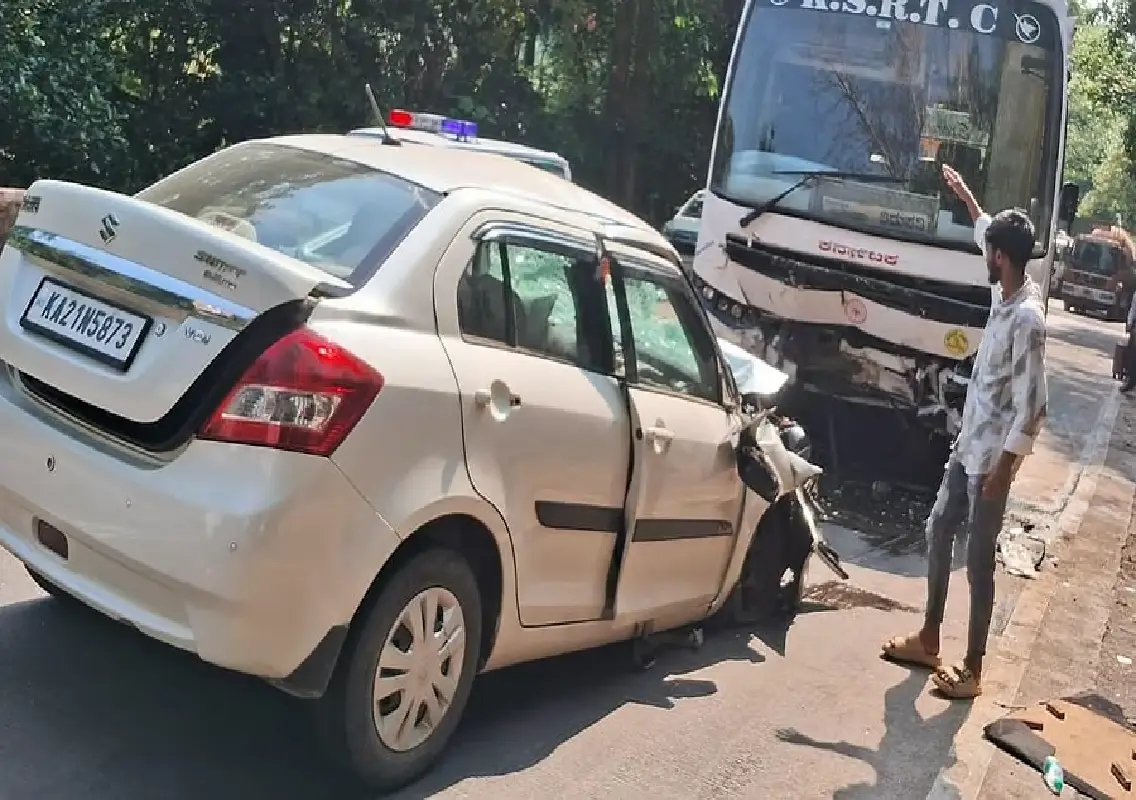 Three killed in KSRTC bus–car crash near Shiradi Ghat - News Karnataka