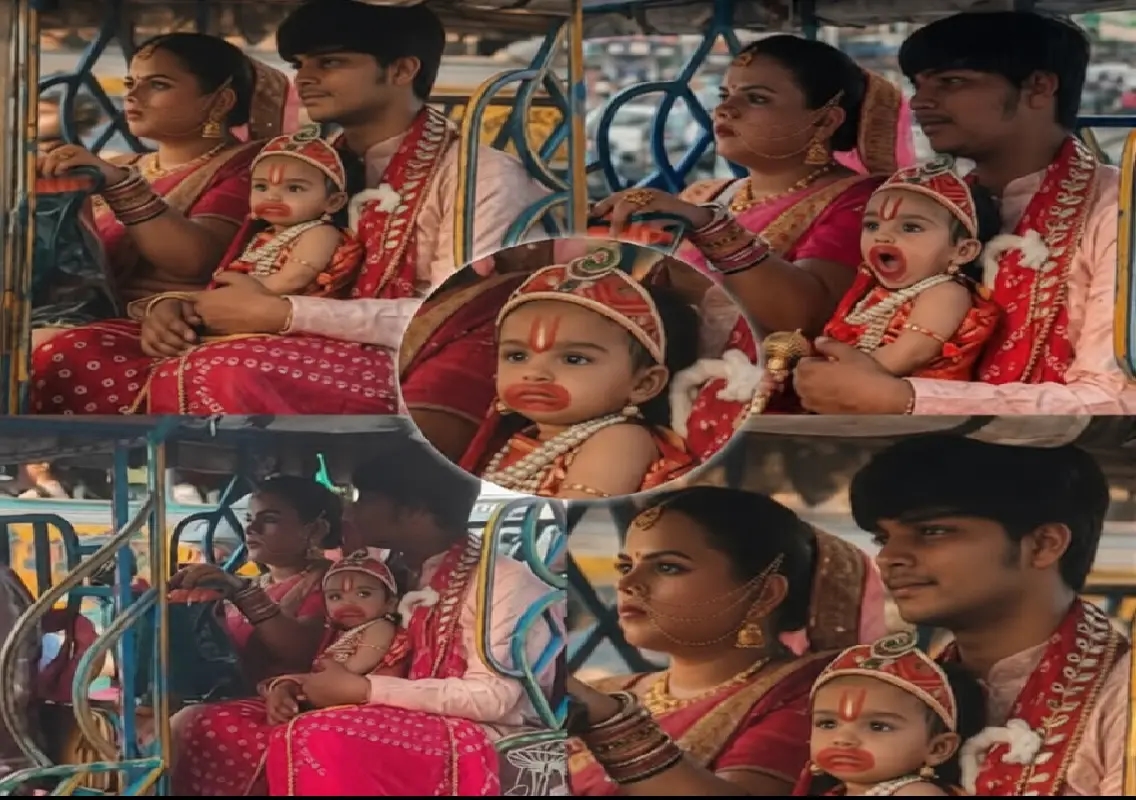 ‘Baby Hanuman’ in rickshaw wins hearts on Hanuman Jayanti: WATCH - News Karnataka