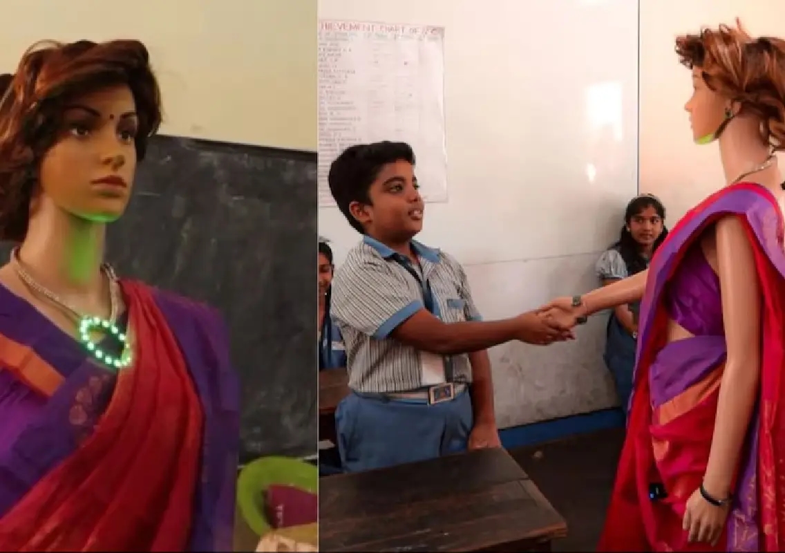 111-year-old Udupi school welcomes AI teacher robot - News Karnataka