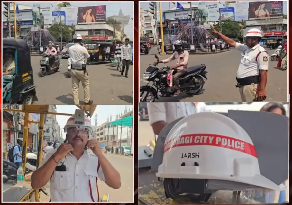 AC helmets introduced for traffic police in Kalaburagi: WATCH - News Karnataka