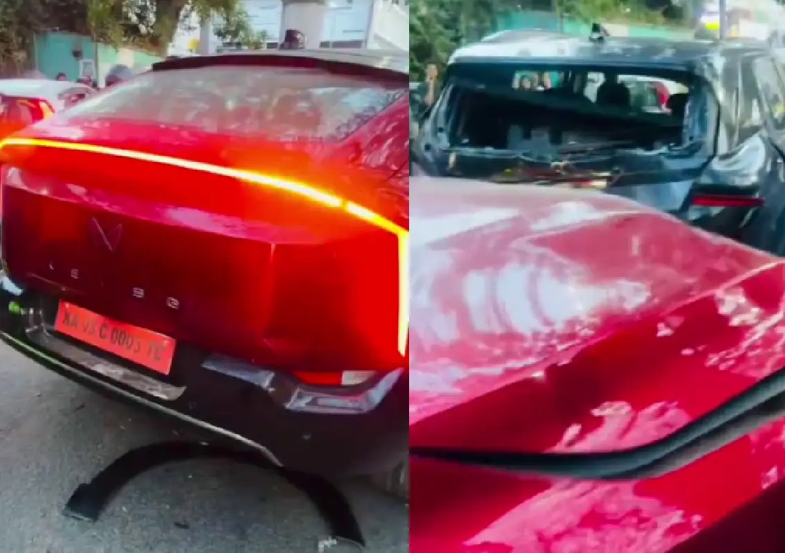 Drunk showroom staff crashes new car into four vehicles in Bengaluru - News Karnataka
