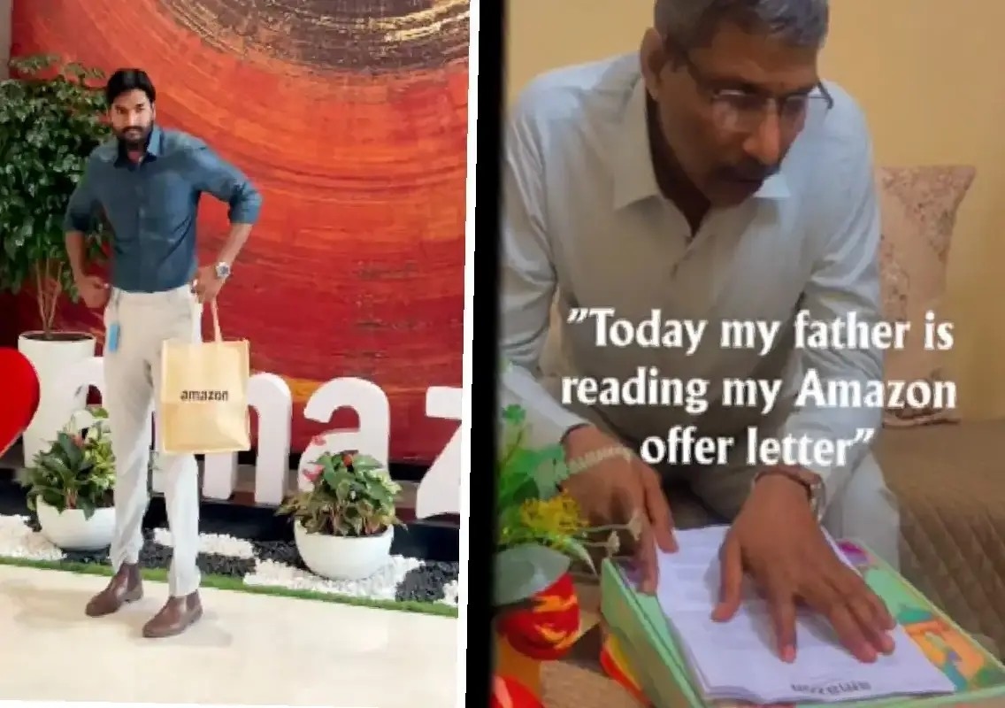 Father reading son’s Amazon offer letter moves internet - News Karnataka