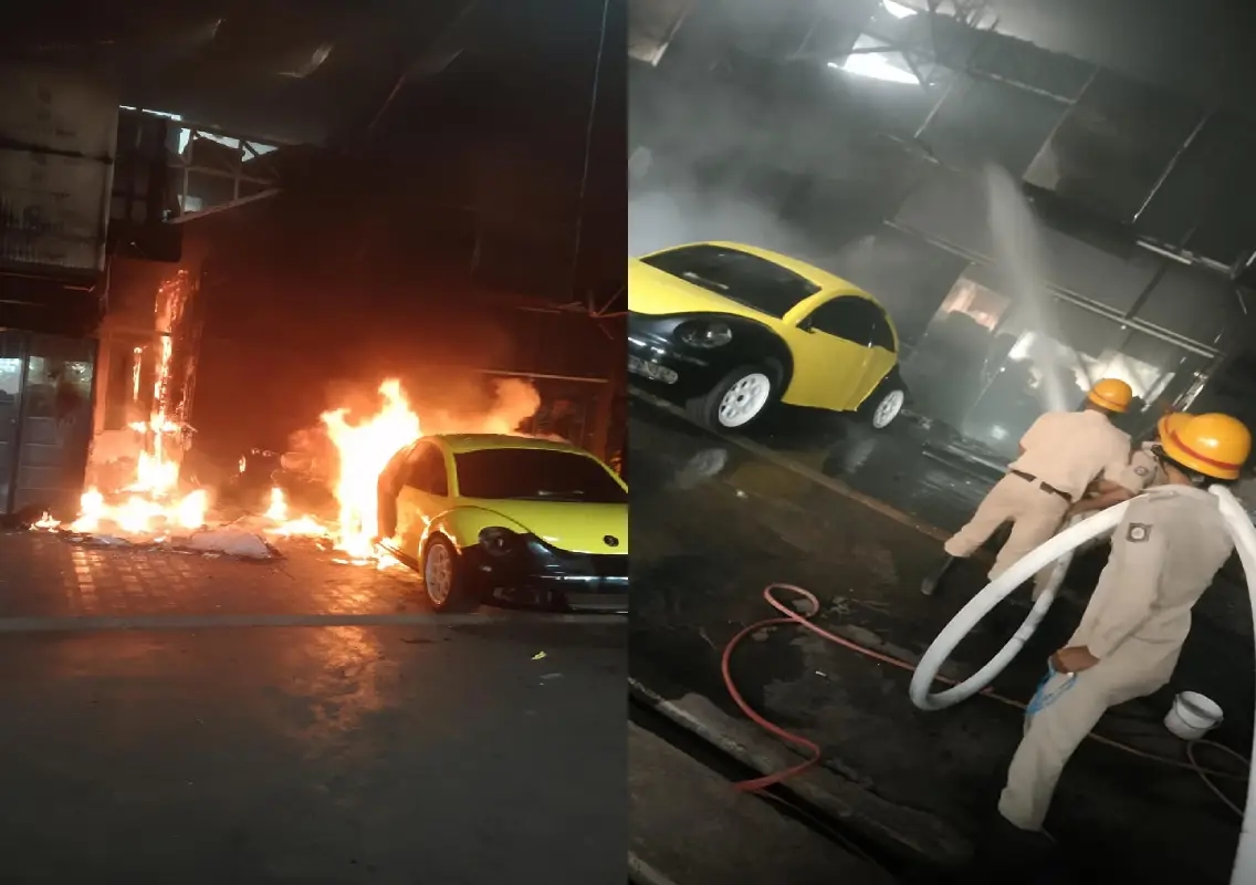 Fire at car workshop in Mangaluru damages vehicles: WATCH - News Karnataka