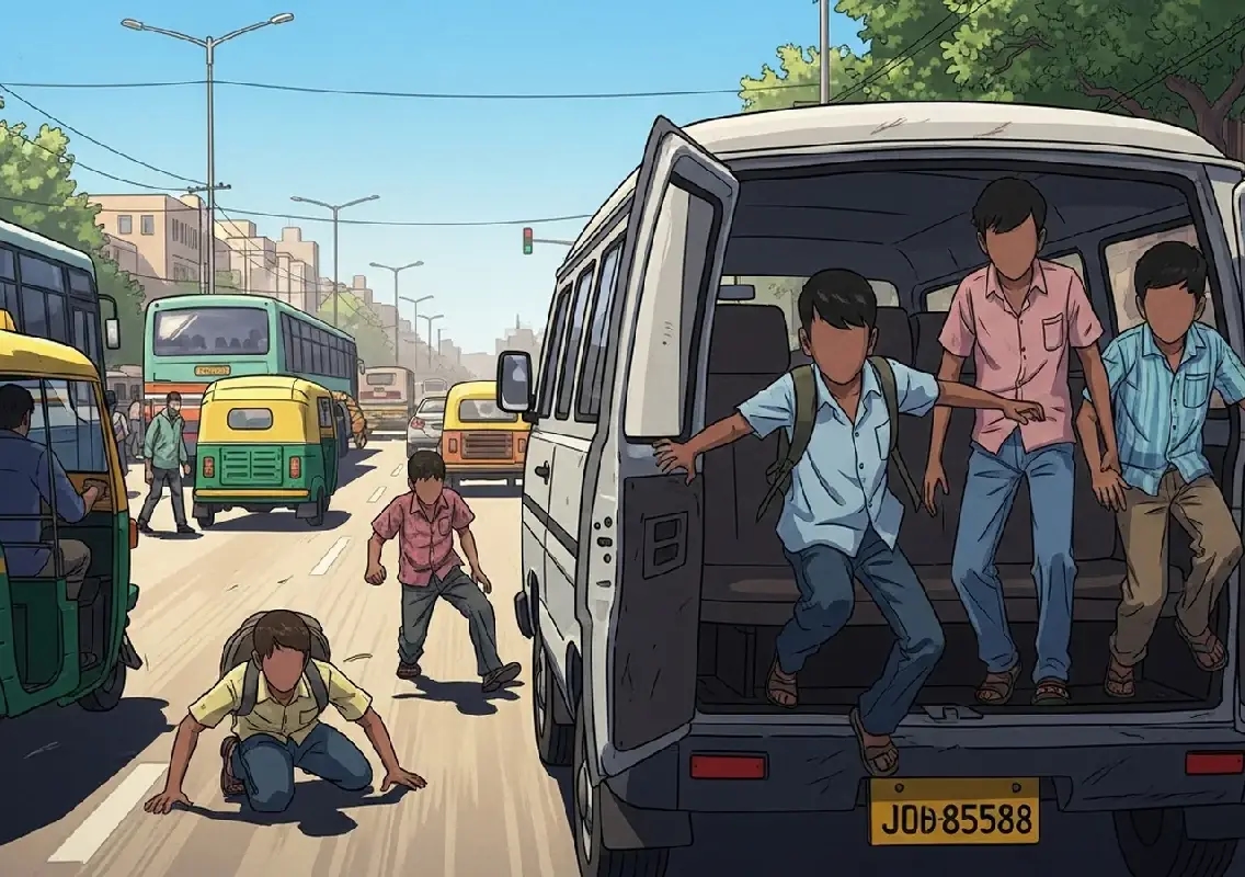 Four rescued children escape from vehicle in Bengaluru - News Karnataka