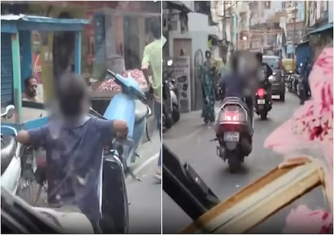 Minor riding scooter in Bengaluru sparks safety debate: WATCH - News Karnataka