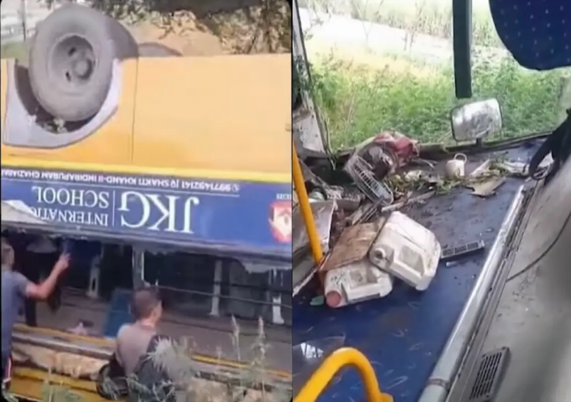 School bus overturns in Meerut, 48 children rescued: WATCH - News Karnataka