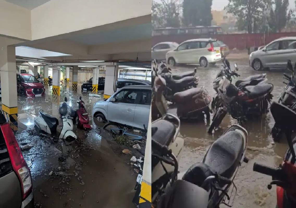 Heavy rain floods Bengaluru roads amid yellow alert - News Karnataka