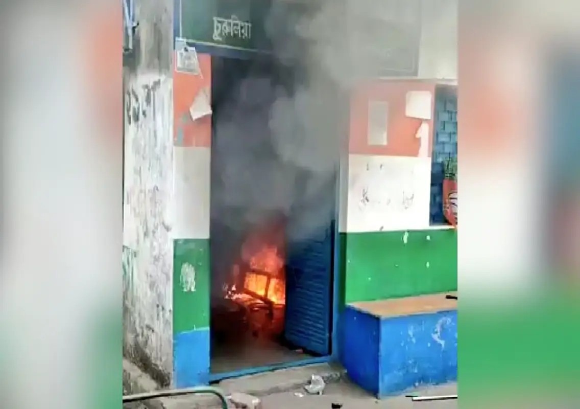 Fire at TMC office amid clashes during Bengal counting: WATCH - News Karnataka
