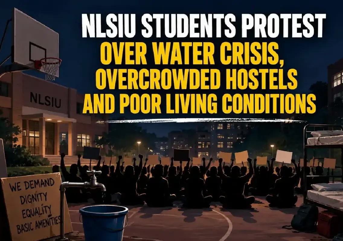 NLSIU assures action after students protest hostel issues - News Karnataka