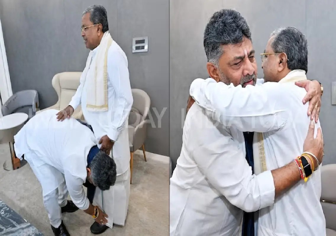 Siddaramaiah blesses DK Shivakumar ahead of Karnataka power shift - News Karnataka