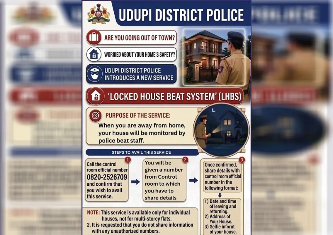 Udupi police launch Locked House Beat System for safety - News Karnataka