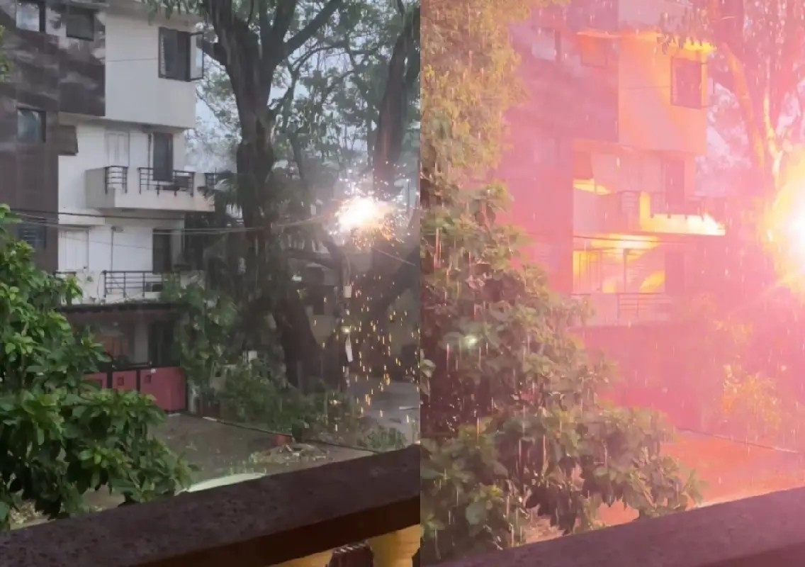 Viral video shows electric wires bursting during Bengaluru rain - News Karnataka