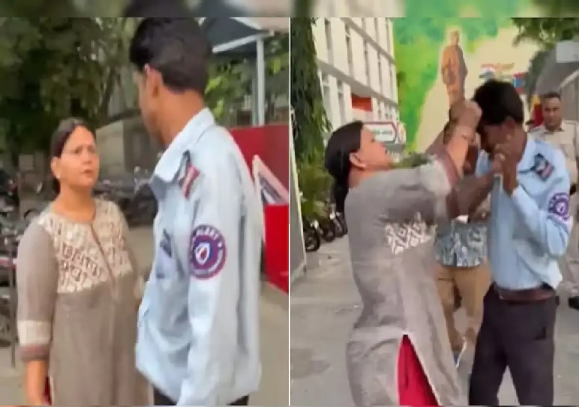 Woman seen assaulting guard over stray dog death in Delhi: WATCH - News Karnataka
