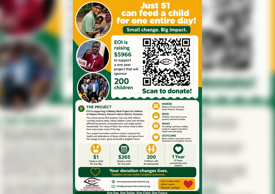 Eyes Open International launches year-long free food drive for children in Tanzania - News Karnataka