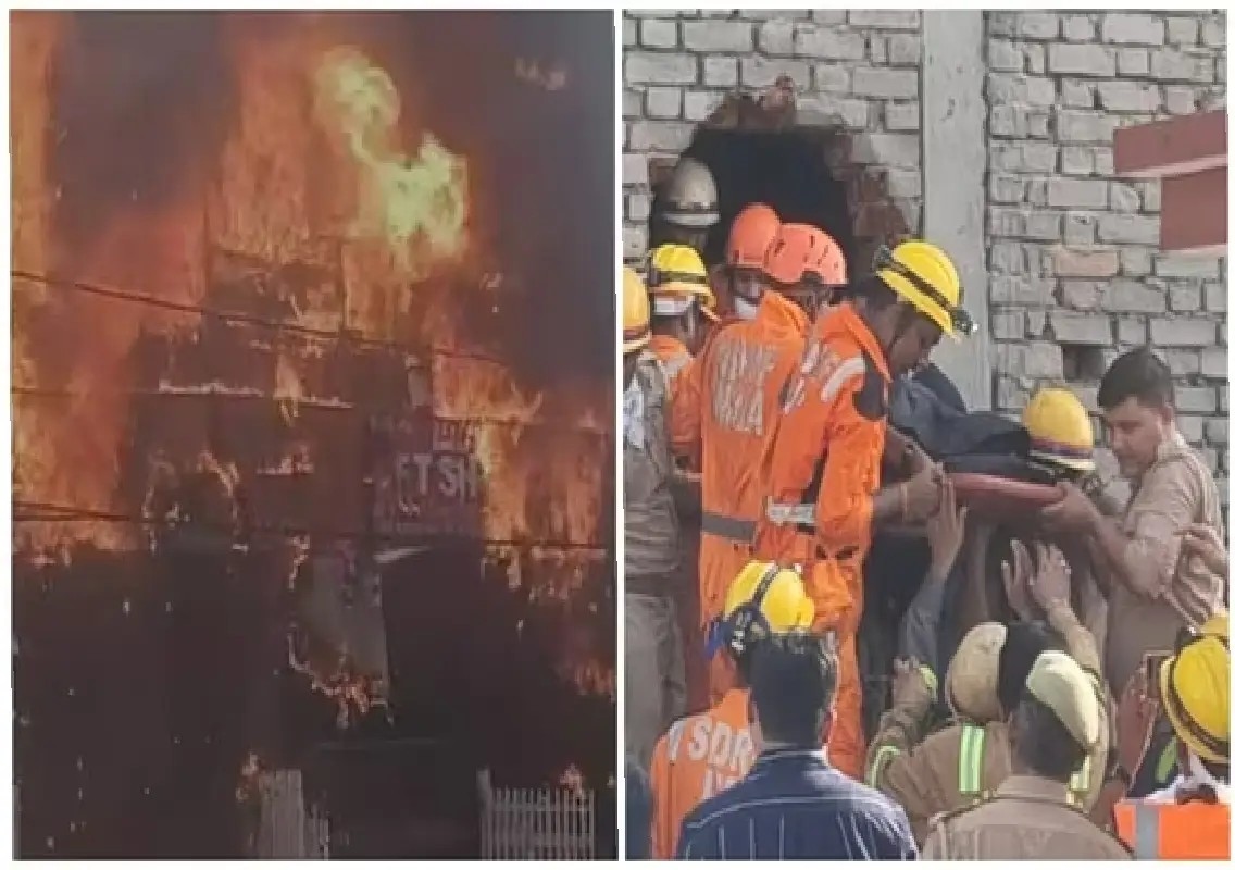 Massive fire at Lucknow coaching centre kills 14, rescue operation on: WATCH - News Karnataka