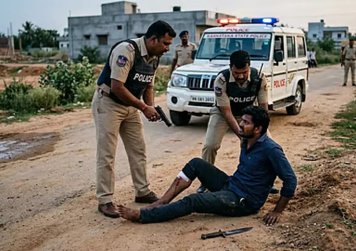 Robbery accused shot in leg after attacking police with dagger - News Karnataka