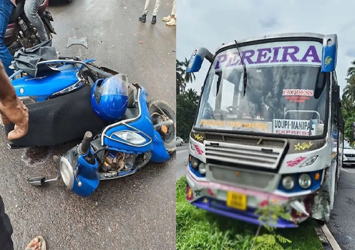 Scooter rider seriously injured in collision with express bus - News Karnataka