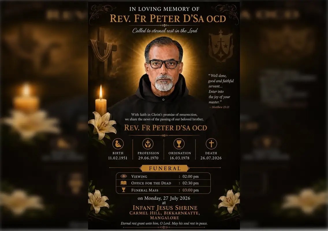 Beloved Carmelite priest Rev. Fr Peter D'Sa OCD passes away - News Karnataka