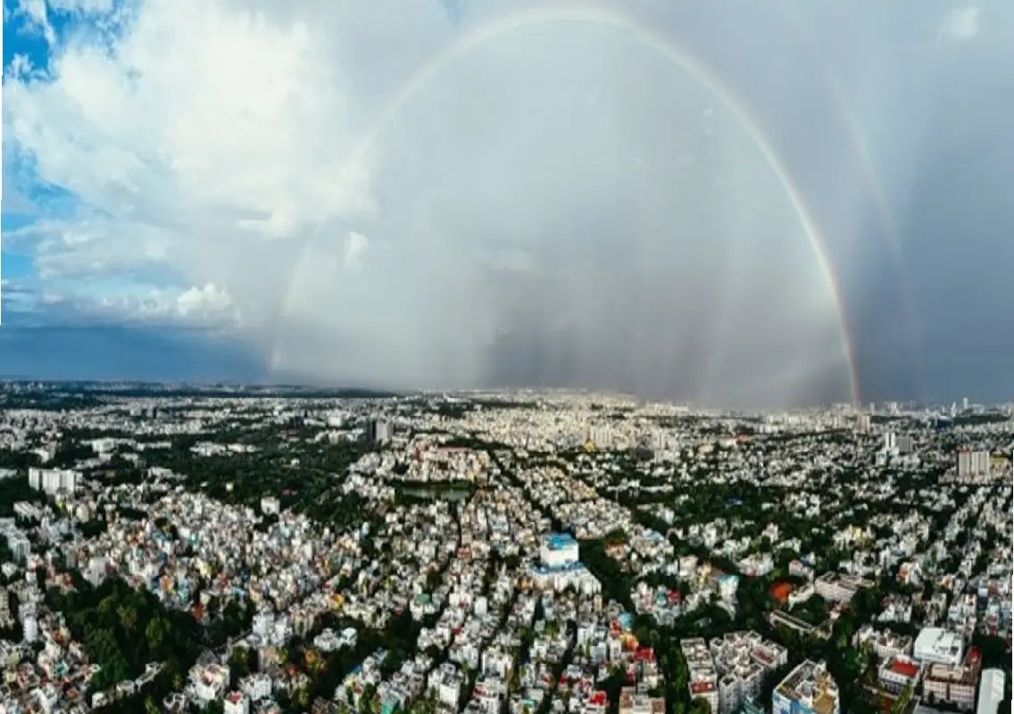 Double rainbow lights up Bengaluru skies after rainfall - News Karnataka