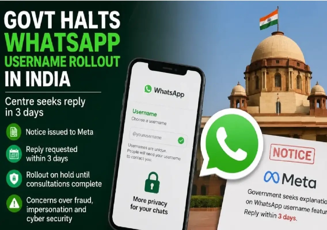 Government asks WhatsApp to pause username feature rollout in India - News Karnataka