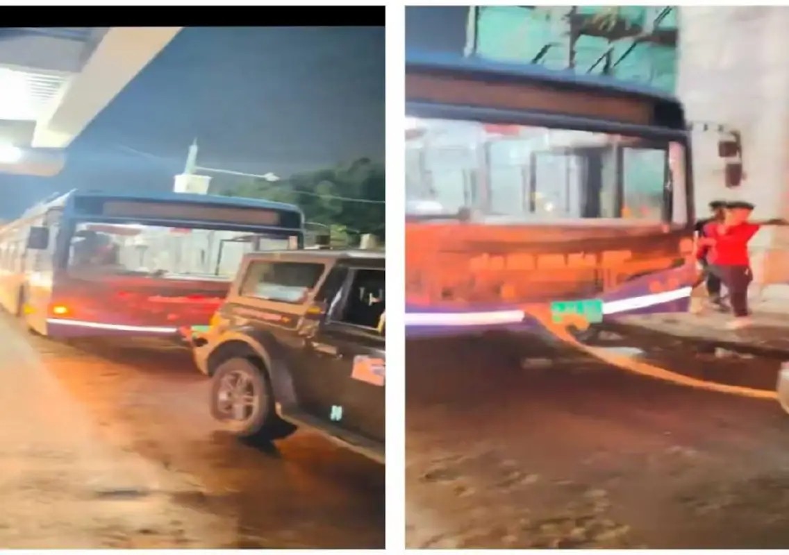 Mahindra Thar tows stranded BMTC bus, eases Bengaluru traffic - News Karnataka