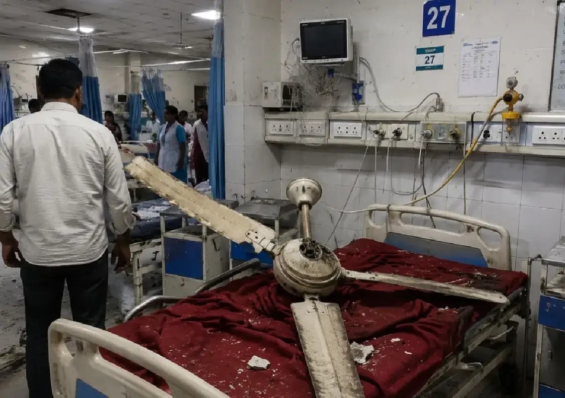 Patient dies after ceiling fan falls in GTB Hospital emergency ward - News Karnataka