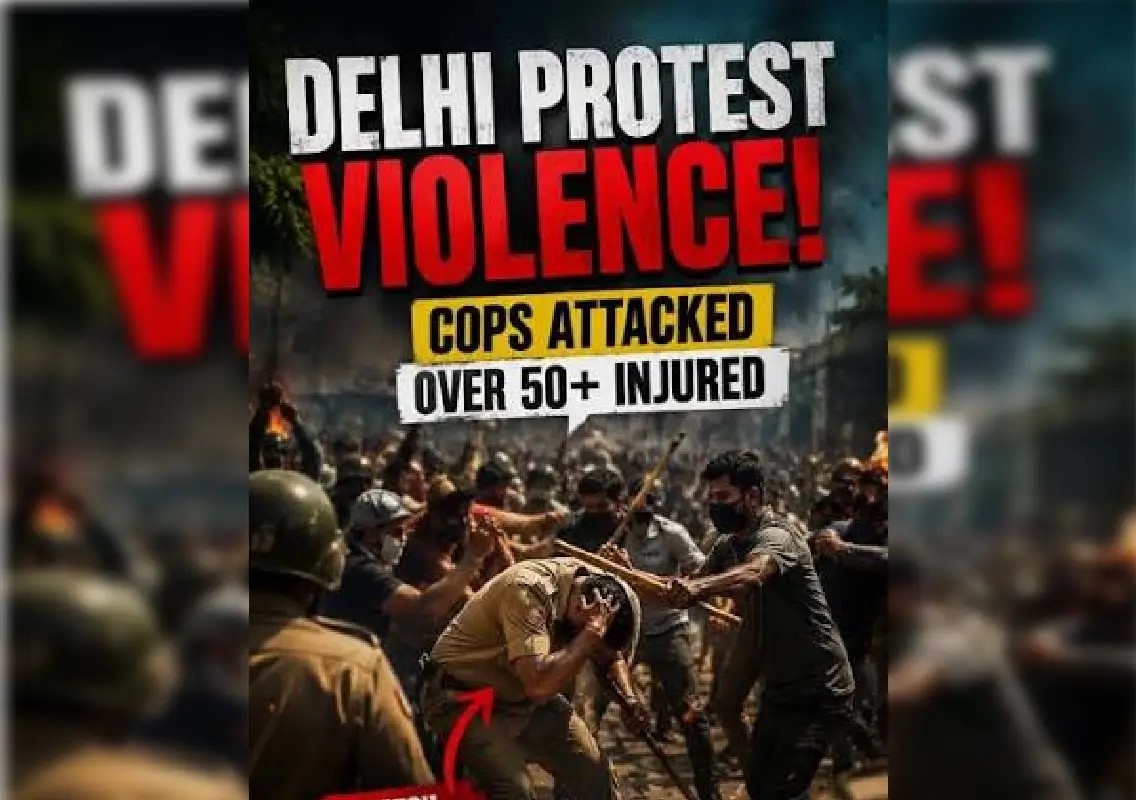 Police officer assaulted during protest sparks outrage in Delhi - News Karnataka