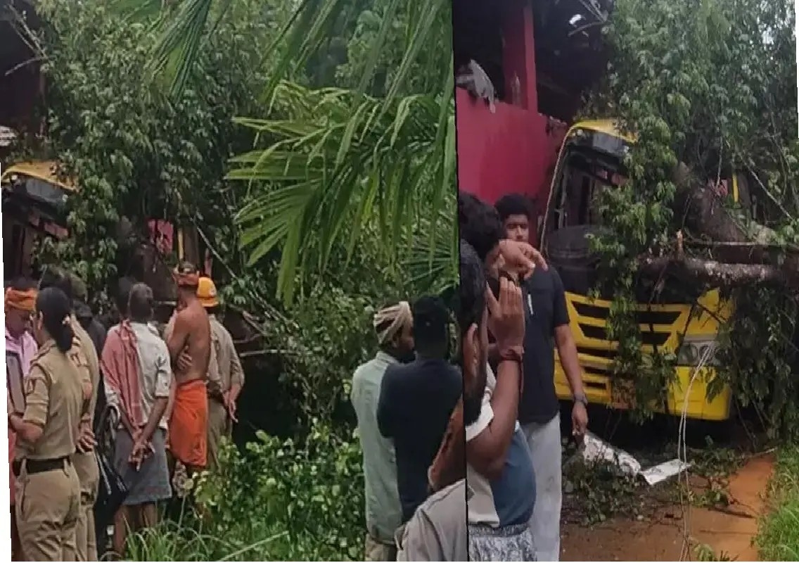 Schoolgirl killed after tree falls on bus near Mangaluru, two injured - News Karnataka