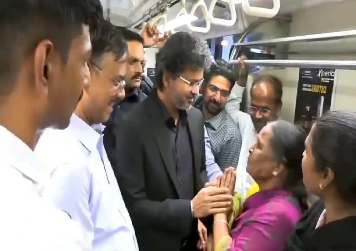 Tamil Nadu CM Vijay inspects Chennai Metro, travels by train - News Karnataka