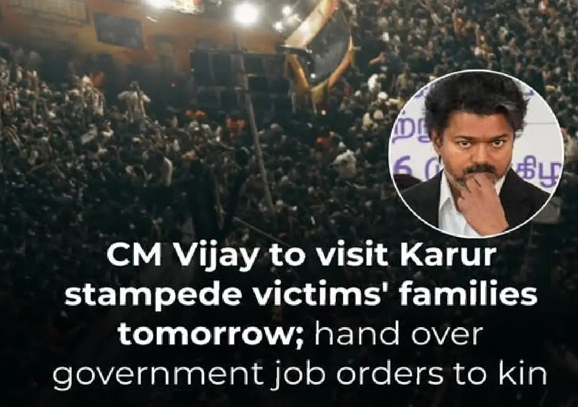 Vijay to meet Karur stampede families, hand over job orders - News Karnataka