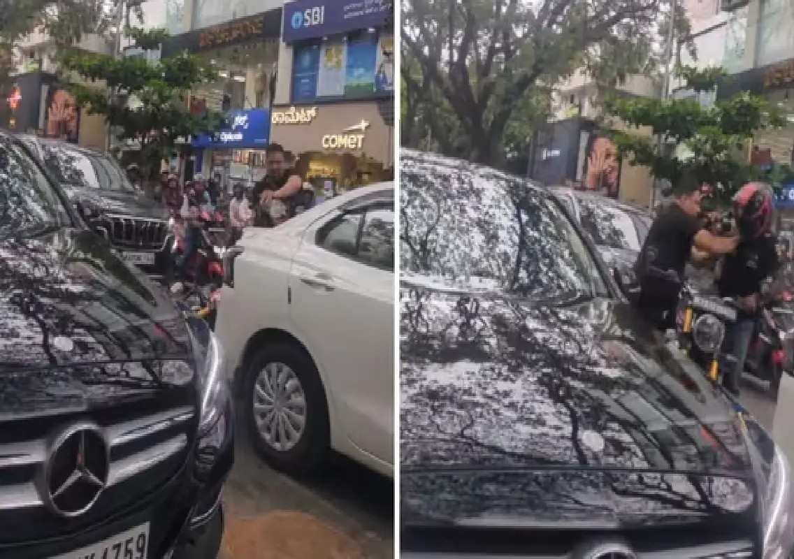 Viral video shows biker allegedly assaulted during Bengaluru road rage: WATCH - News Karnataka