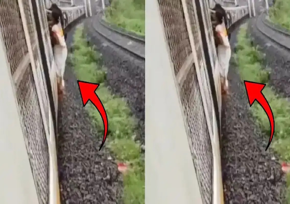 Woman narrowly escapes tragedy while hanging from Mumbai local train: WATCH - News Karnataka